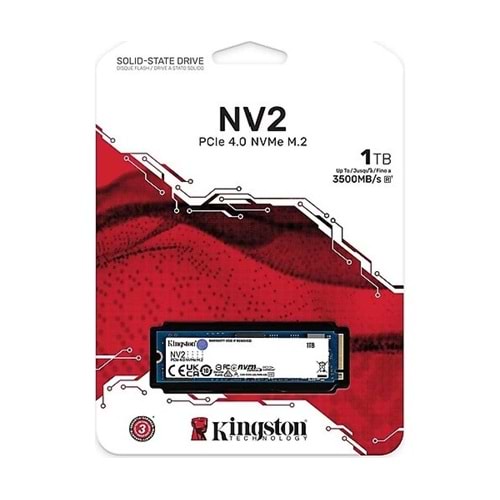Kingston SNV2S/1000G NV2 M.2 1TB(3500/2100MB/s) PCIe + NVMe SSD Disk (22x80MM)