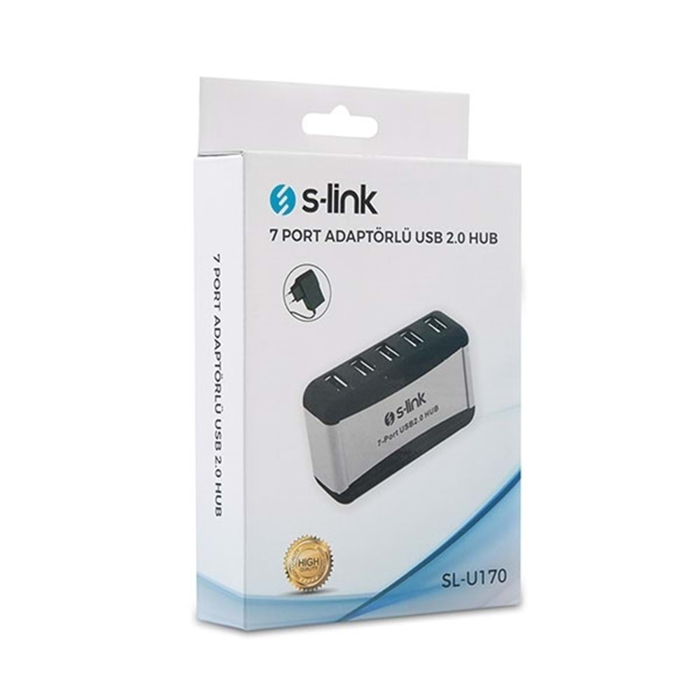 S-Link SL-U170 7 Port Adaptörlü Usb 2.0 Usb Çoklayıcı