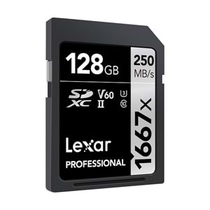 Lexar 128Gb 250Mb/s 1667x V60 U3 UHS-II SDXC 4K Hafıza Kartı