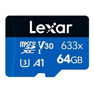 Lexar 64GB 633x 100Mb/s C10 A1 V30 U3 Micro SD Hafıza Kartı