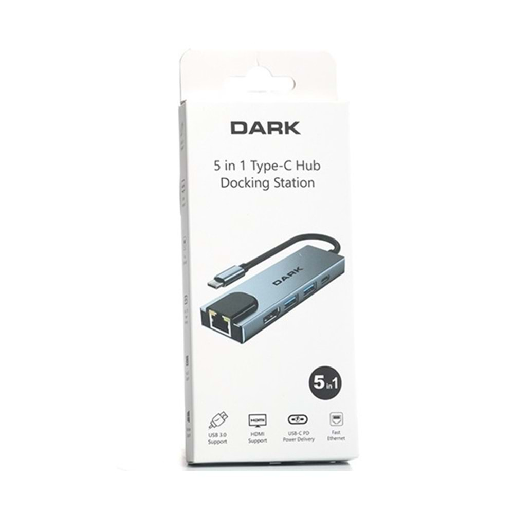 Dark 5'i Type-C to Eth. Hdmi Usb 3.0 USB 2.0 Usb-C Port Çoklayıcı DK-AC-U31X46