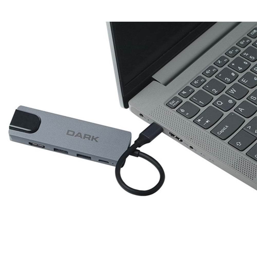 Dark 5'i Type-C to Eth. Hdmi Usb 3.0 USB 2.0 Usb-C Port Çoklayıcı DK-AC-U31X46