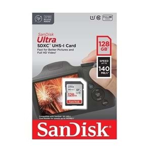 Sandisk 128GB Ultra 140MB/s SDHC/SDXC Class 10 UHS-I SDSDUNB-128G-GN6IN Hafıza Kartı