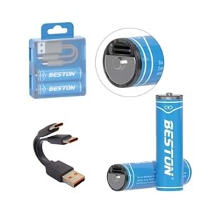 Beston P2-02C-2 AA Şarj Edilebilir 2Li 1.5V USB-C Kalın Pil