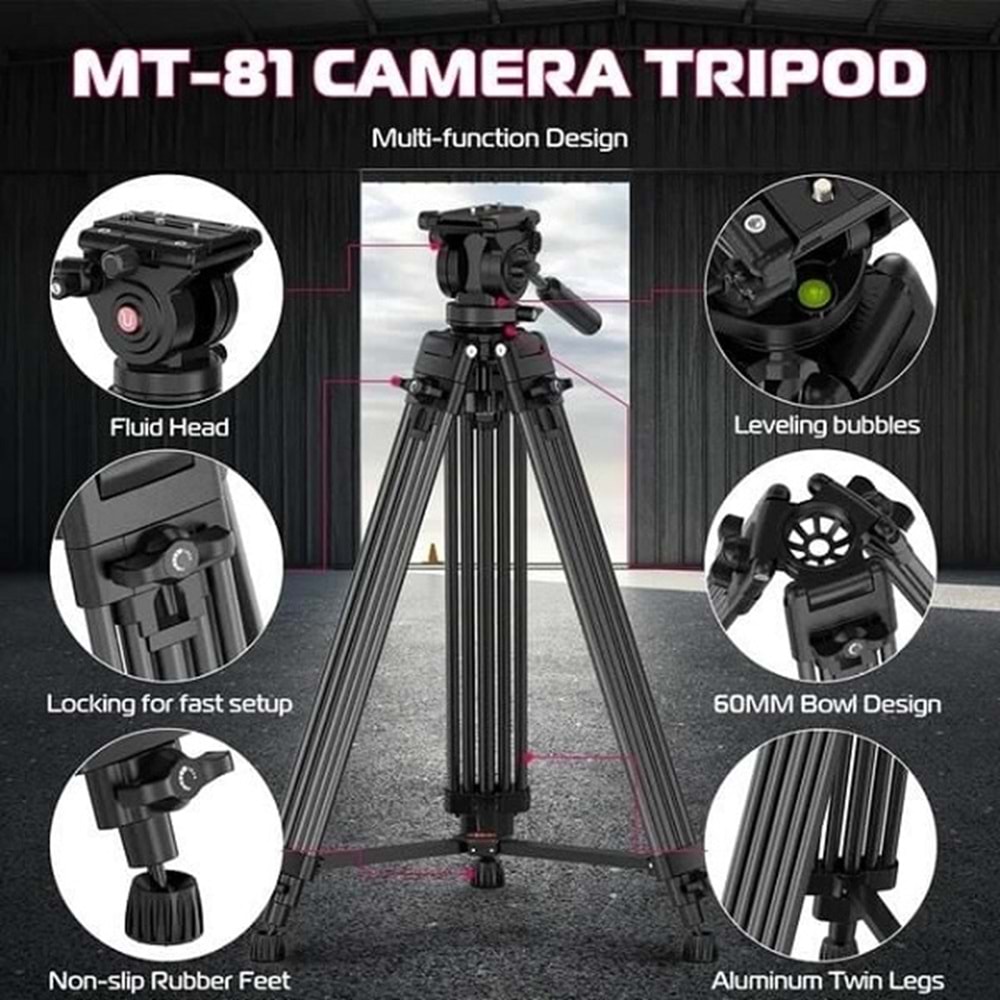 Ulanzi MT-81 Alüminyum 360 Ball Head Kafa Video Tripod