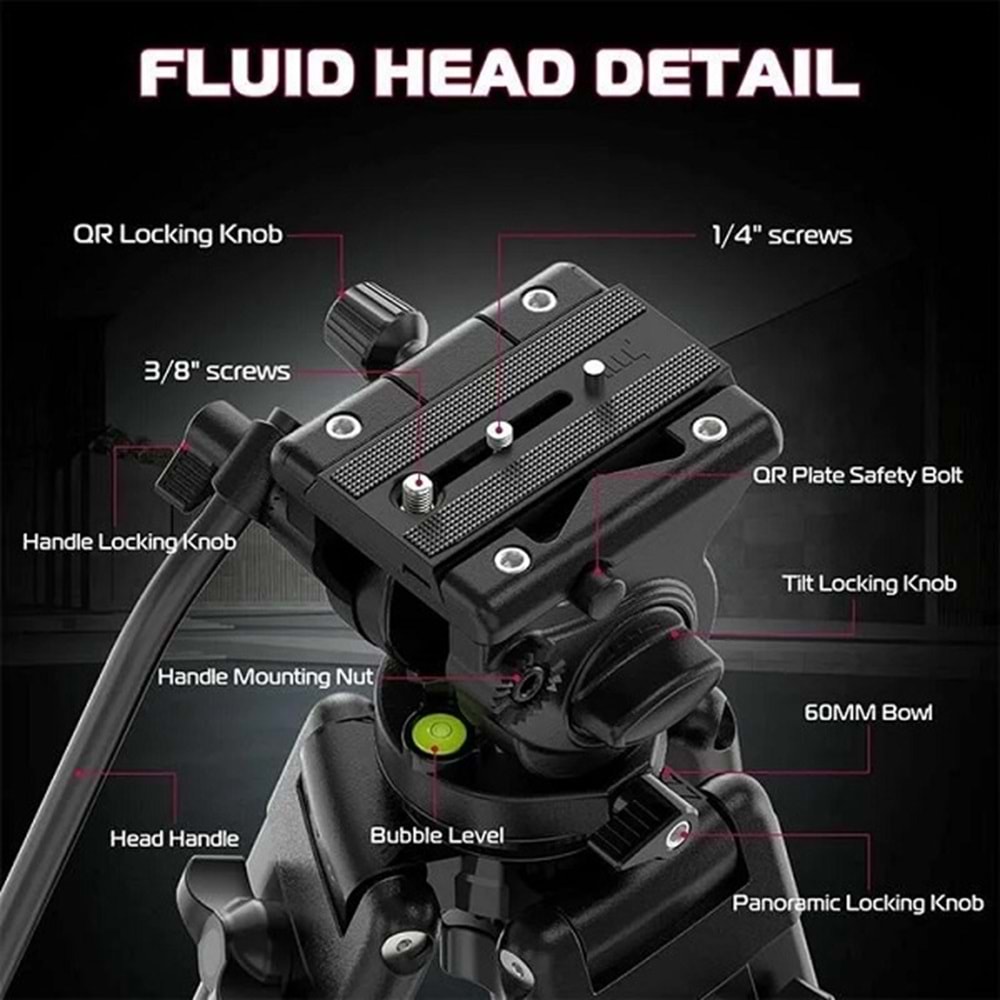 Ulanzi MT-81 Alüminyum 360 Ball Head Kafa Video Tripod