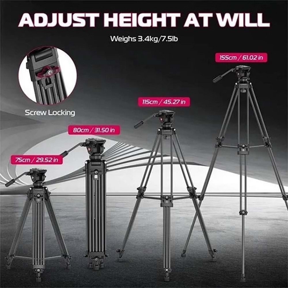 Ulanzi MT-81 Alüminyum 360 Ball Head Kafa Video Tripod