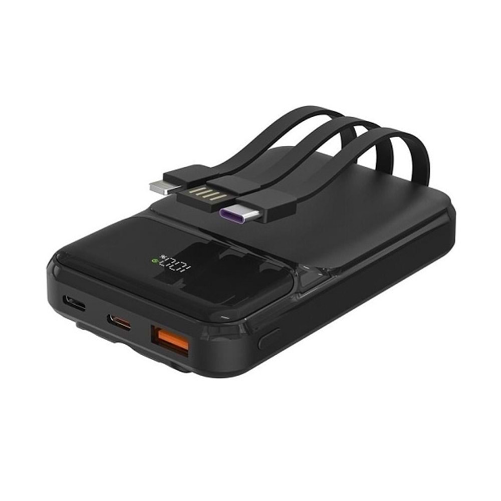 S-link P104 10000 mAh Dahili Kablolu Siyah LCD Powerbank