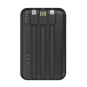 S-link P104 10000 mAh Dahili Kablolu Siyah LCD Powerbank
