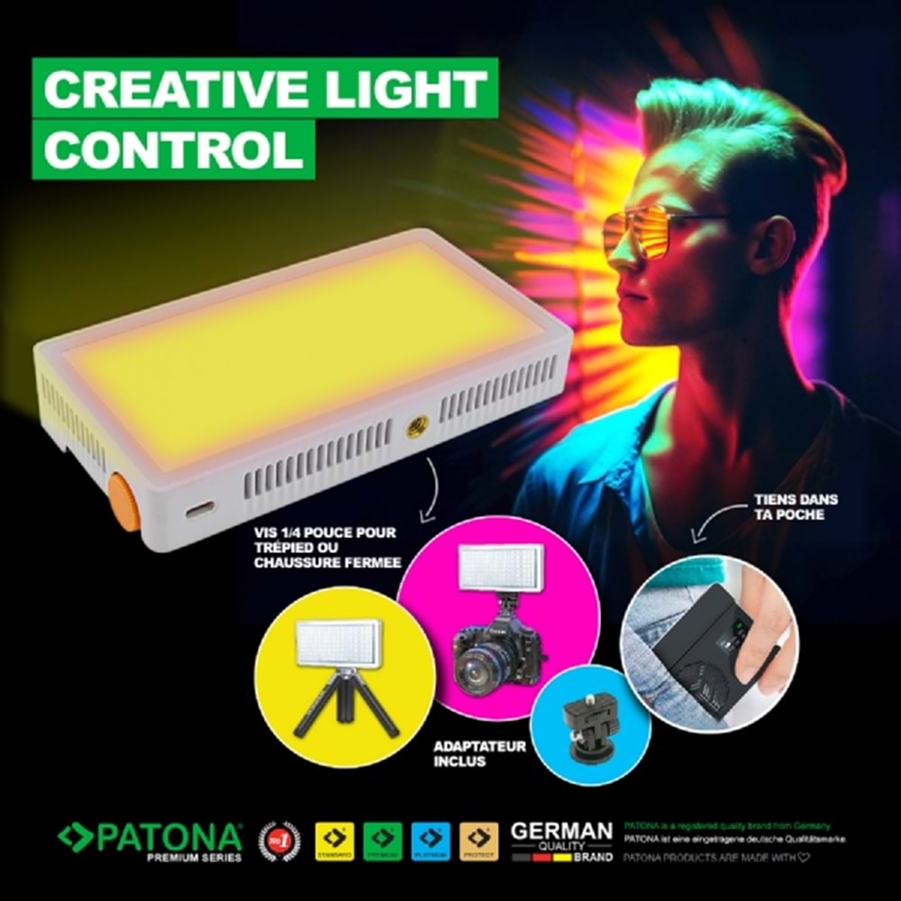 Patona SL-PB40R 4246 40W Premium RGB Led Bataryalı Panel Işık
