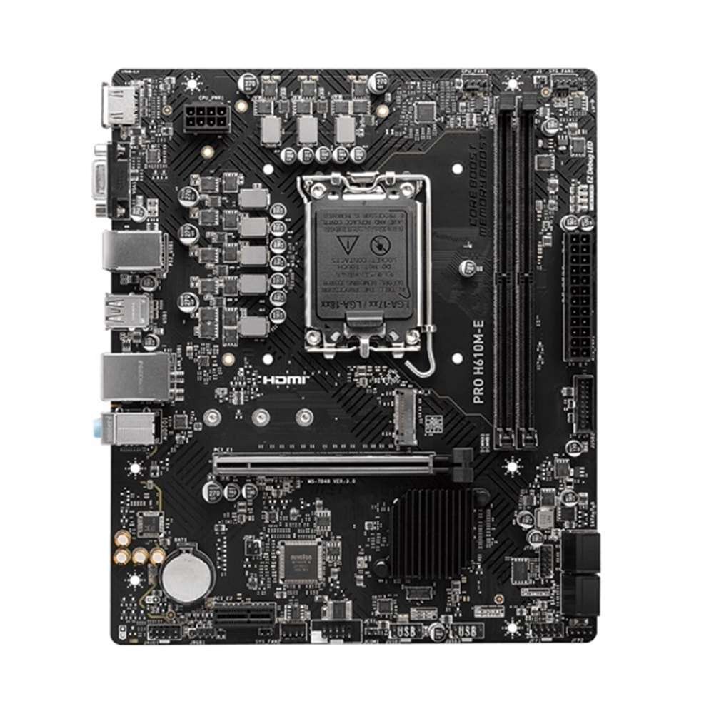 Intel i5-12400 8GB 4800Mhz 256GB M.2 Msi Pro H610M-E DDR5 Dos Masaüstü Pc