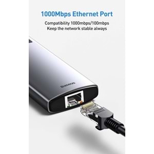 Baseus Metal Gleam 6in1 Çok Fonksiyonlu Bilgisayar Hub Adaptörü