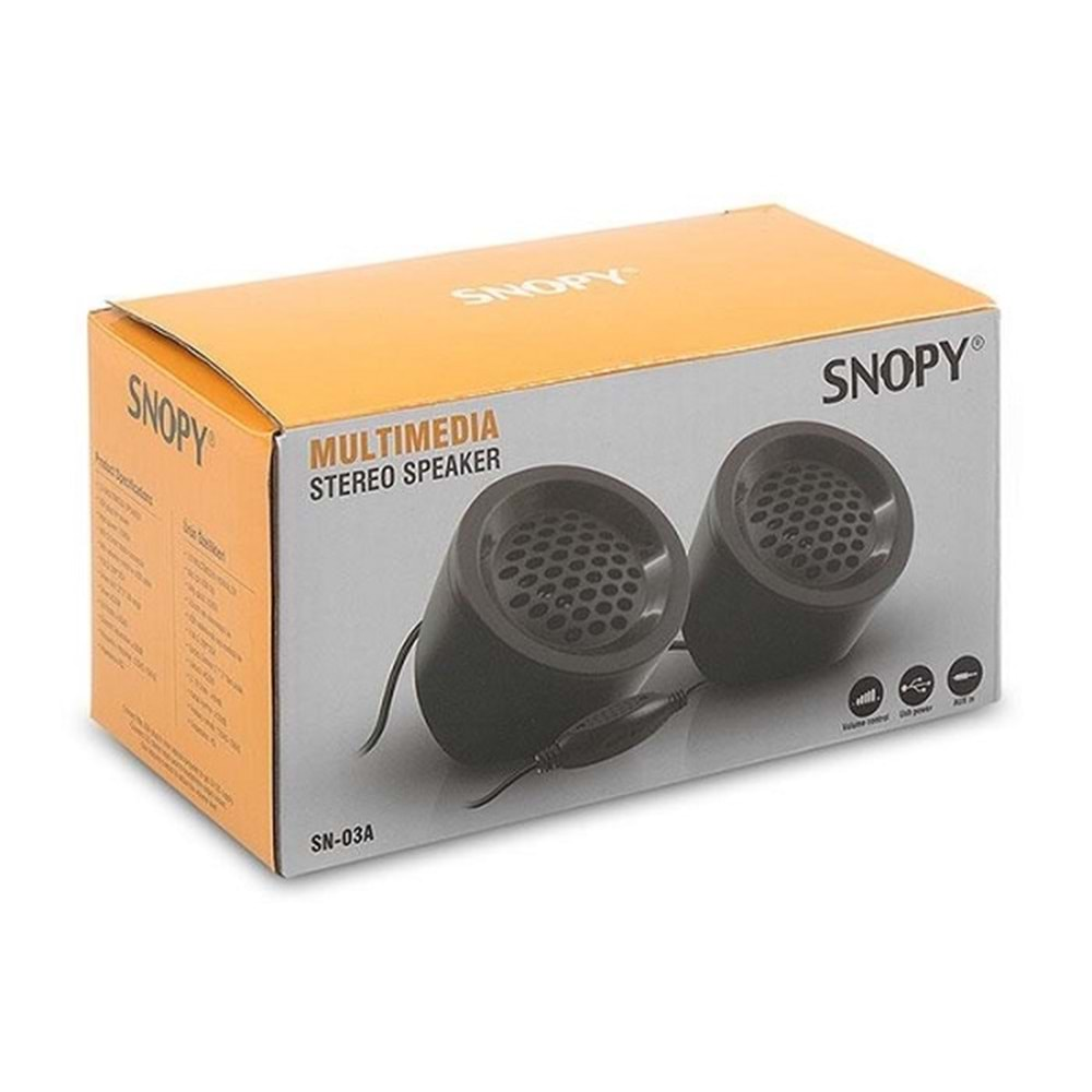 Snopy SN-03A 2.0 2x2W Siyah Mini Hoparlör