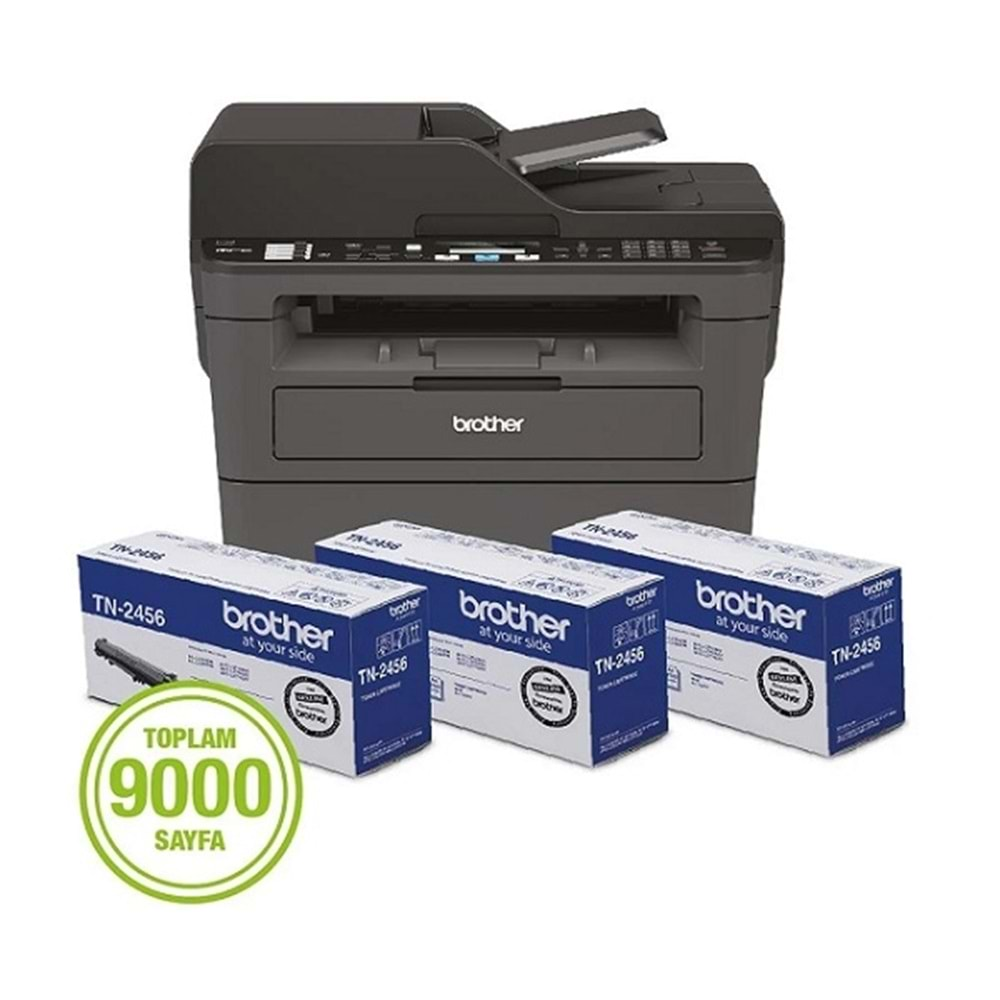 Brother MFC-L2716DW-3T Mono Lazer A4 Mono Fotokopi Tarayıcı Usb/Eth/Dub/Wifi/Fax Yazıcı 3 Tam Dolu Toner