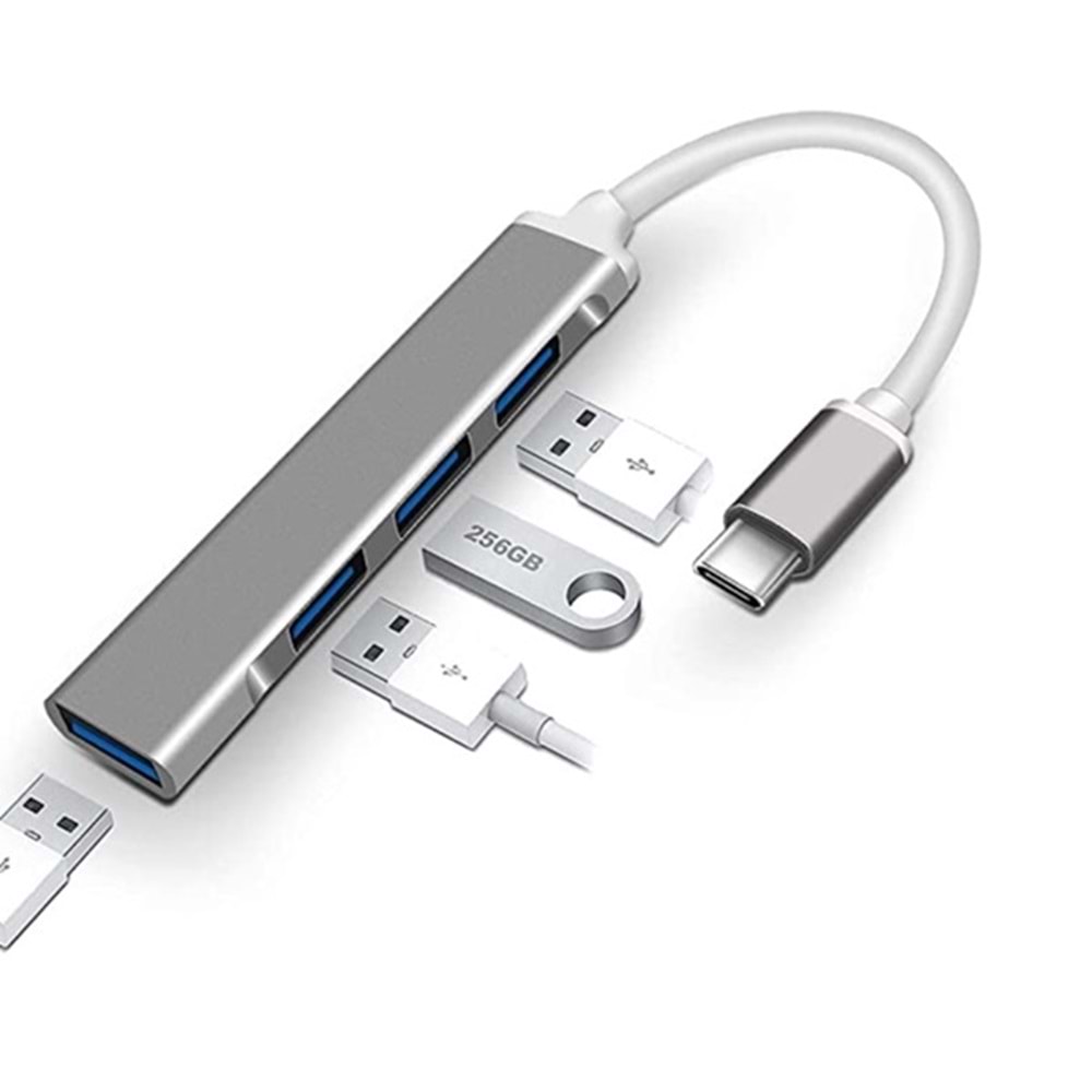 Steep Solid Ultra Slim 4 Port Type-C 3.1 to USB 3.0 Usb Çoklayıcı Metal