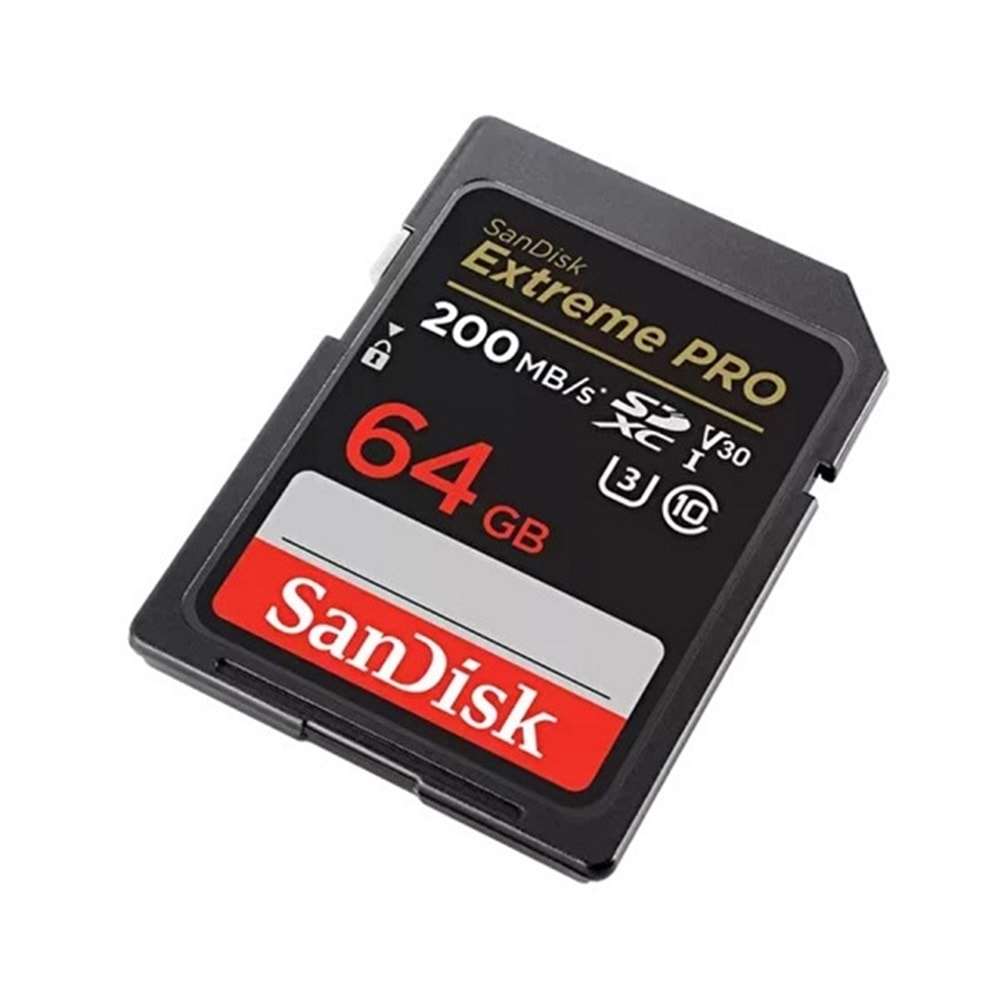 SanDisk 64GB Extreme Pro 200MB/s 90MB/s SDXC V30 UHS-I U3 Hafıza Kartı SDSDXXU-064G-GN4IN