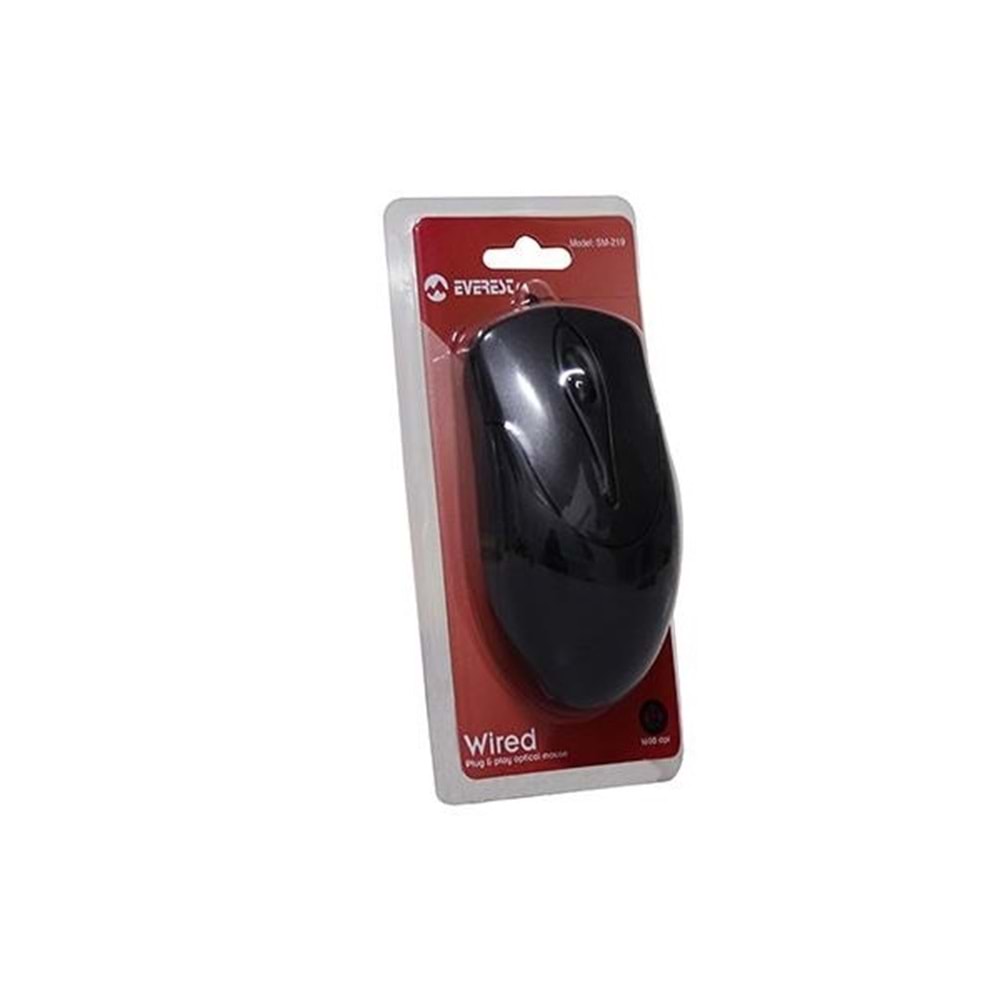 Everest SM-219 USB Kablolu 1200dpi siyah Mouse