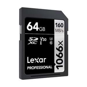 Lexar 64Gb 160Mb/s 1066x C10 V30 U3 UHS-I SDXC Prof. Hafıza Kartı