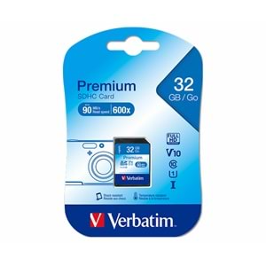 Verbatim Premium 32GB 90MB/S U1 SDHC C10 Full HD Hafıza Kartı