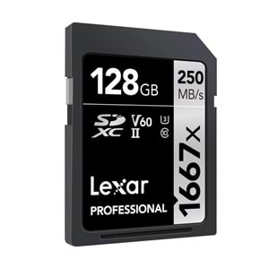 Lexar 128Gb 250Mb/s 1667x C10 V60 U3 UHS-II SDXC 4K Hafıza Kartı