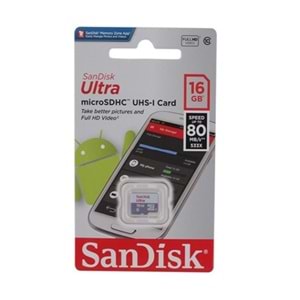 SanDisk 16GB Ultra 80MB/s SDHC SDXC UHS-I Hafıza Kartı SDSQUNS-016G-GN3MN
