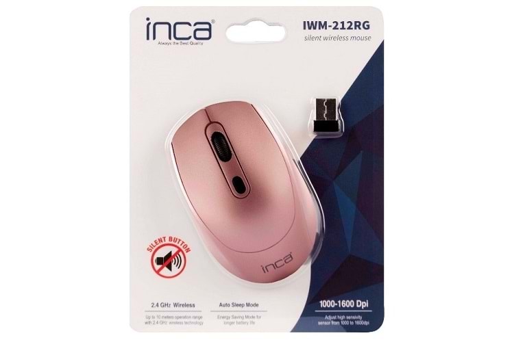 İnca IWM-212RG Nano Alıcılı Kablosuz 1600dpi ROSE GOLD Mouse